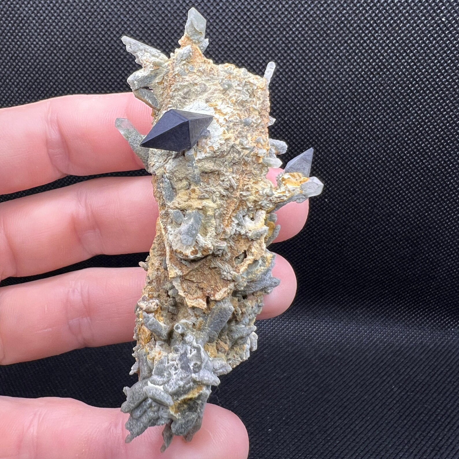 Anatase on Chlorite-Coated Quartz – Well-Formed, Gemmy, Bipyramidal Crystals