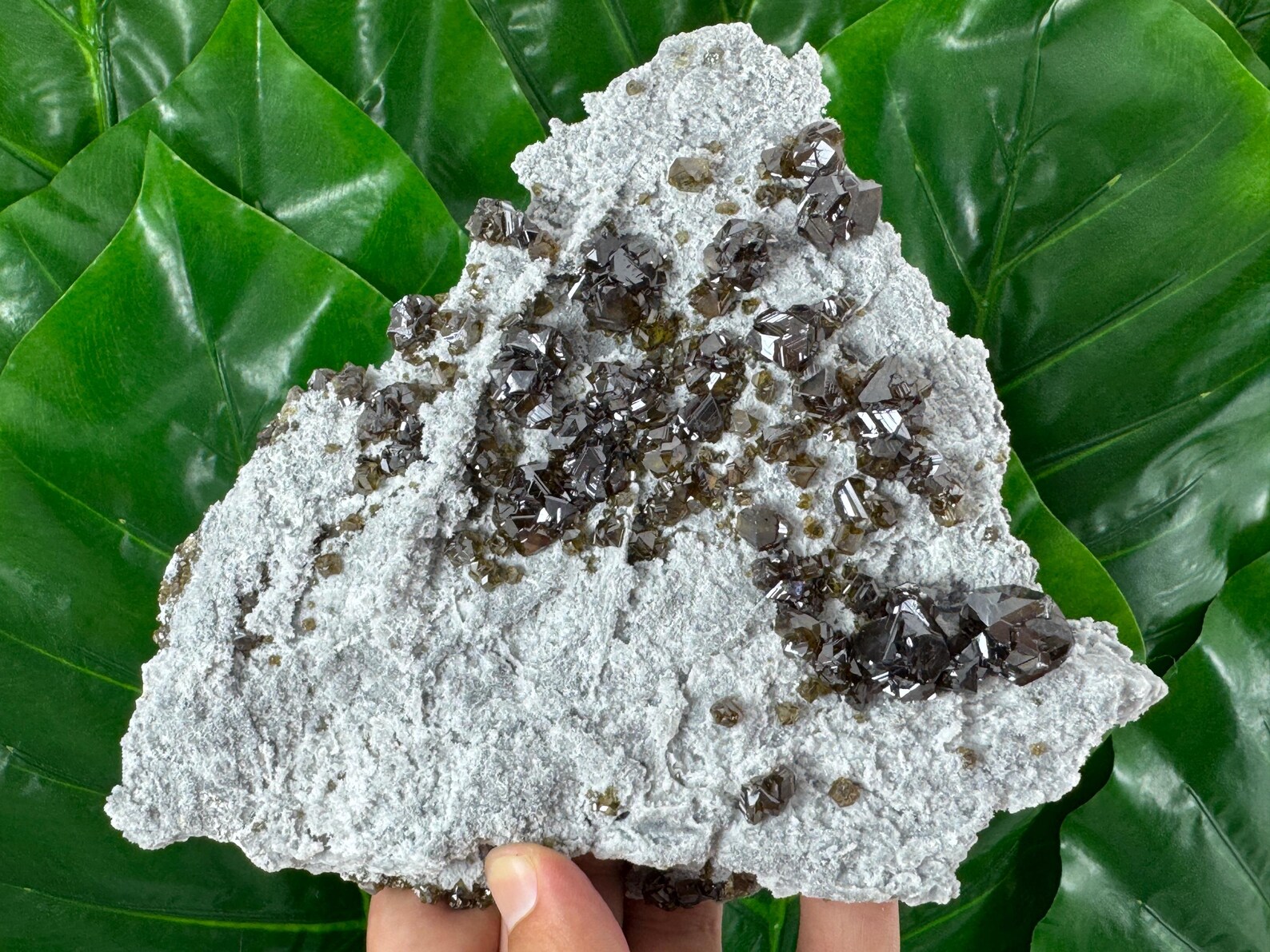 Gem Sphalerite on Matrix – Lustrous Honey-Brown Sphalerite Crystal Cluster