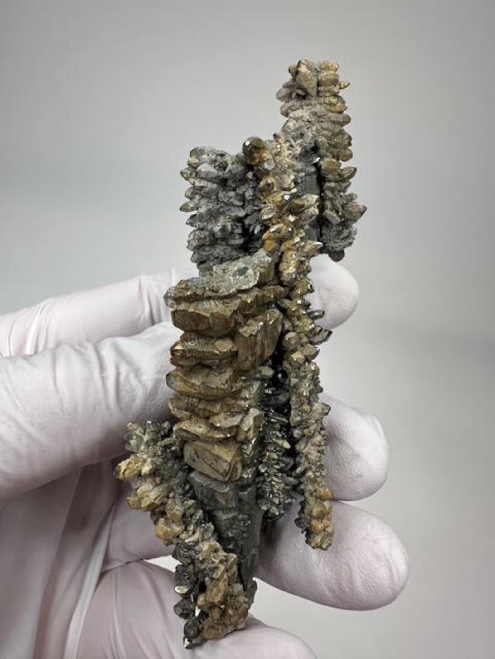Marcasite Crystal Stalactite – Rare Radiating Marcasite Formation with Golden Twin Termination