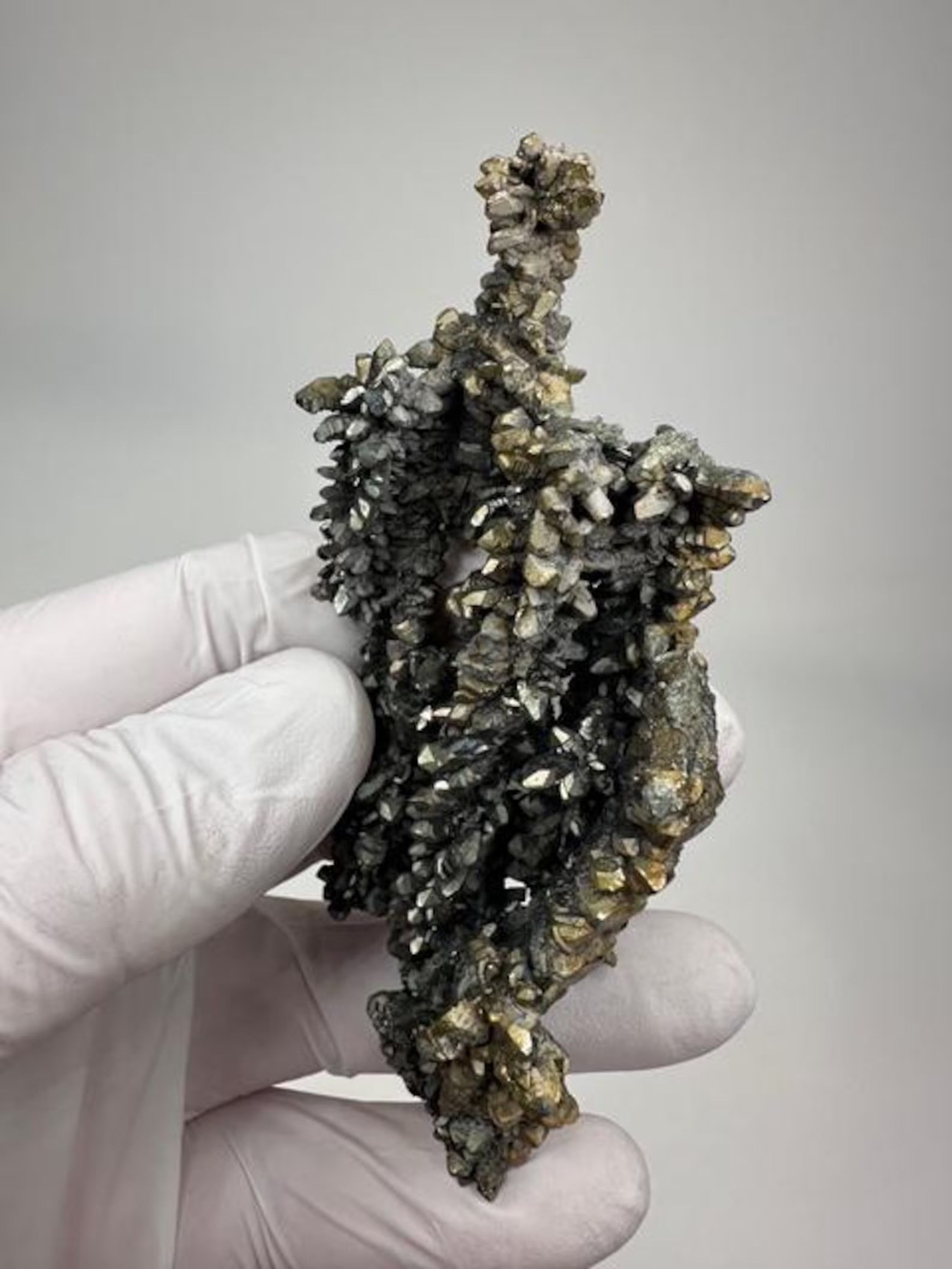 Marcasite Crystal Stalactite – Rare Radiating Marcasite Formation with Golden Twin Termination