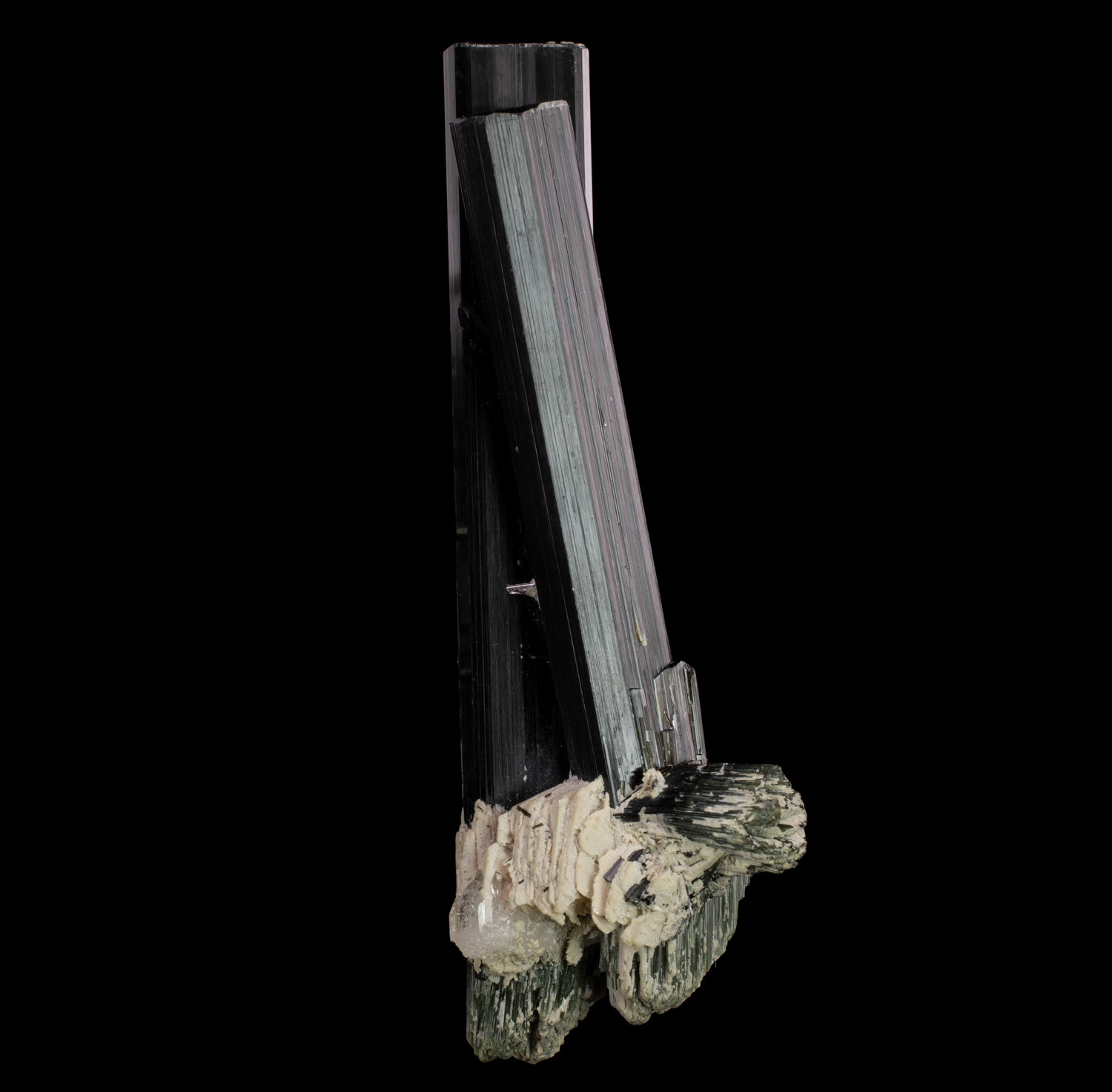 Schorl Tourmaline – Sculptural Parallel Growth Cluster with Precision Striations, Dara-e-Pech Cabinet Piece