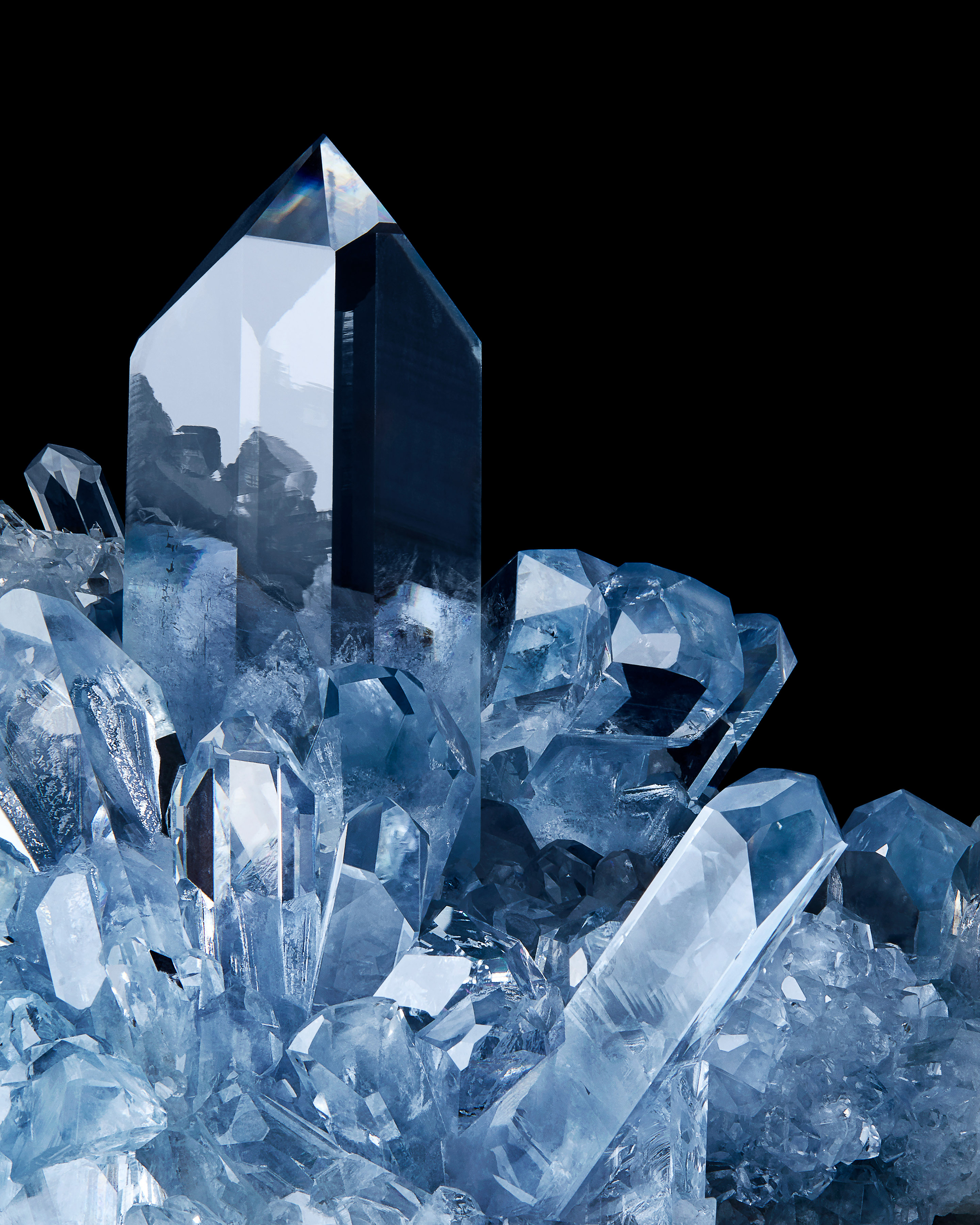 Celestite – World-Class Gemmy Sky-Blue Transparent Crystal Cluster with Prominent Central Prism