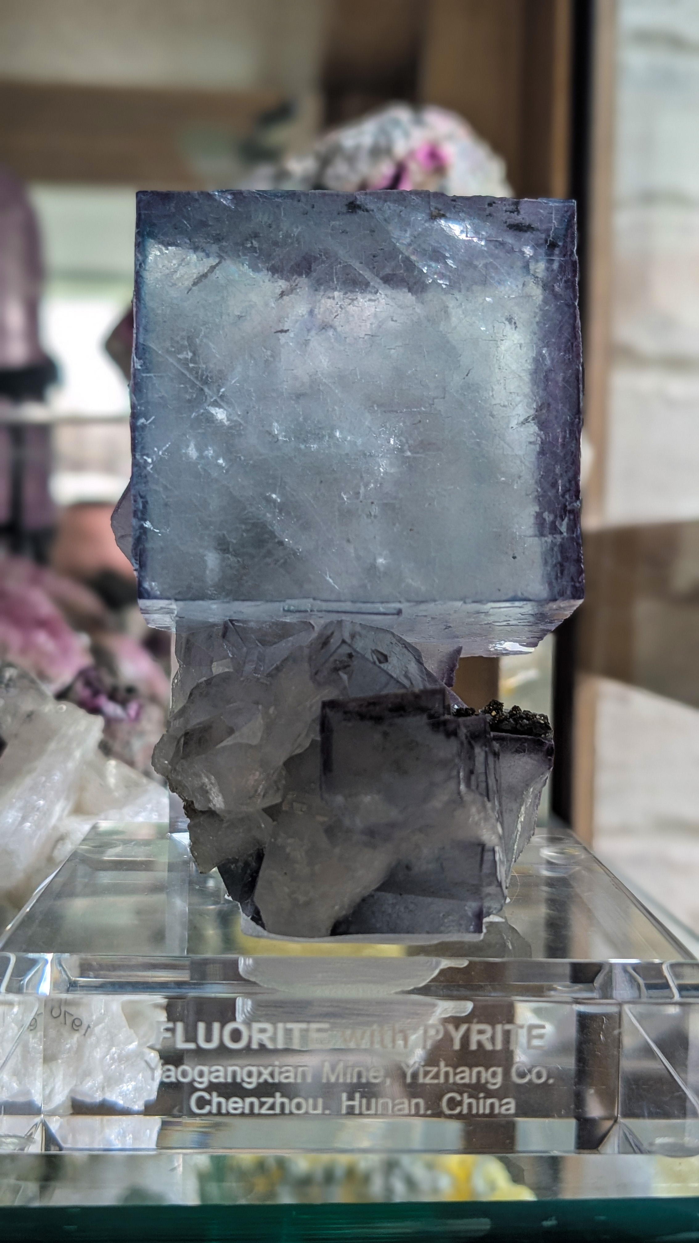 Fluorite – Large Gemmy Pale Blue-Lavender Cubic Crystal with Phantom Zoning