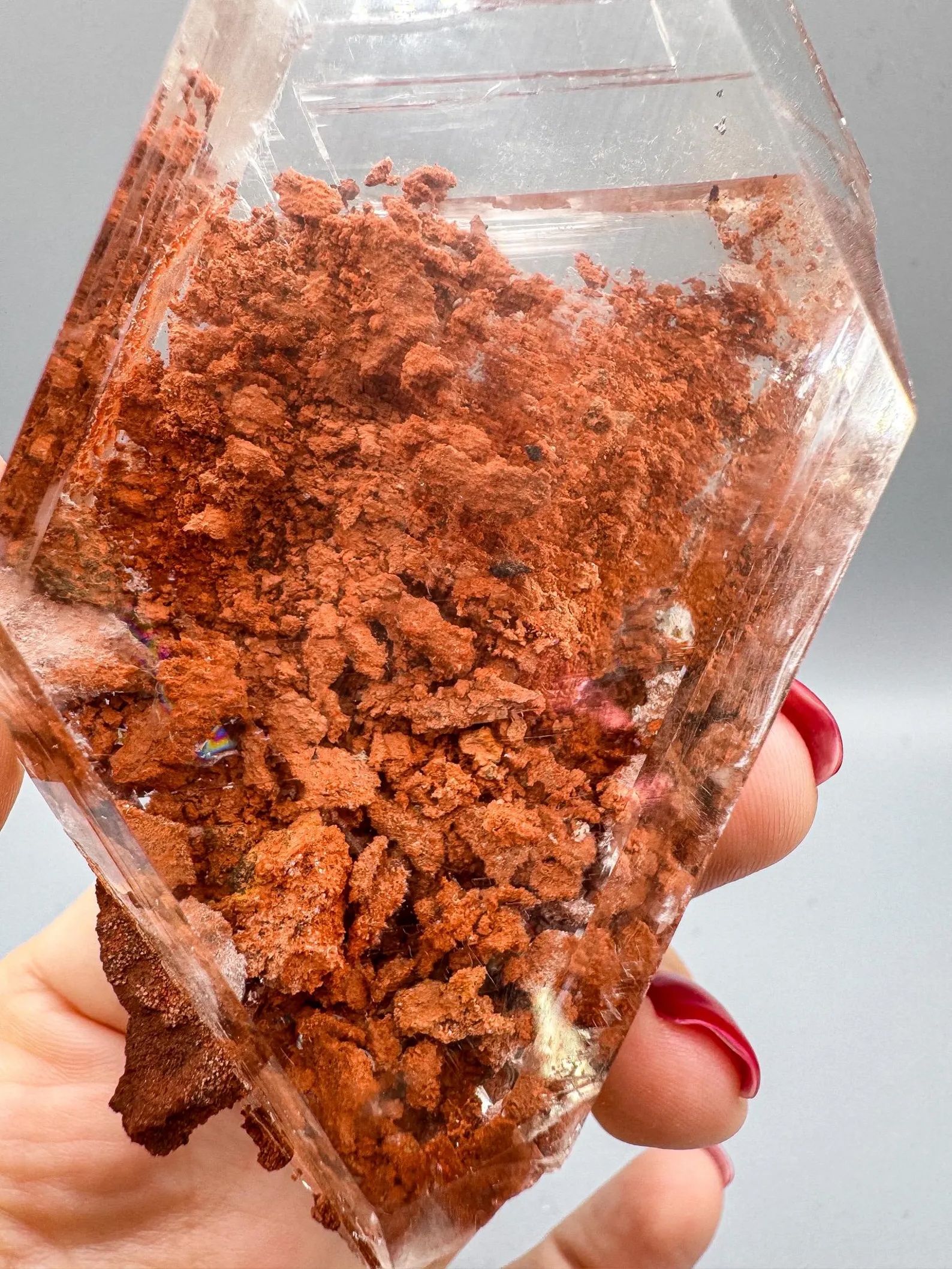 Gypsum var. Selenite - Gem with Red Matrix Inclusions