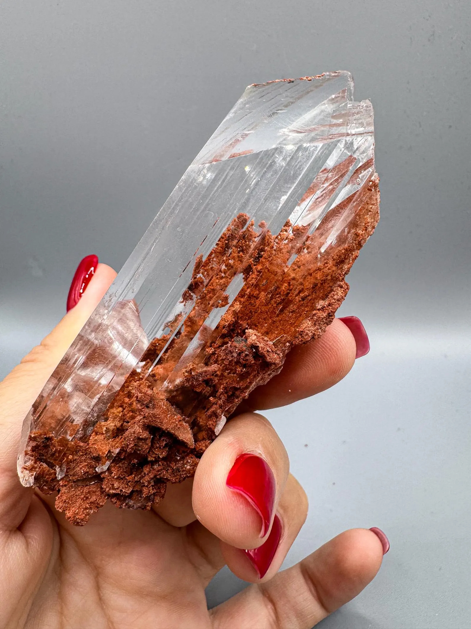 Gypsum var. Selenite - Gem with Red Matrix Inclusions