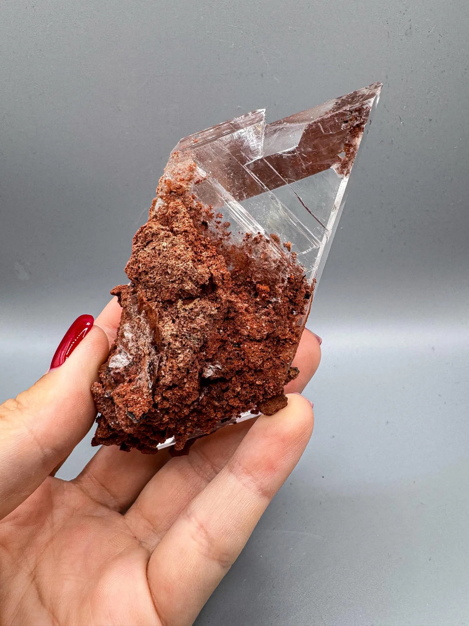 Gypsum var. Selenite - Gem with Red Matrix Inclusions