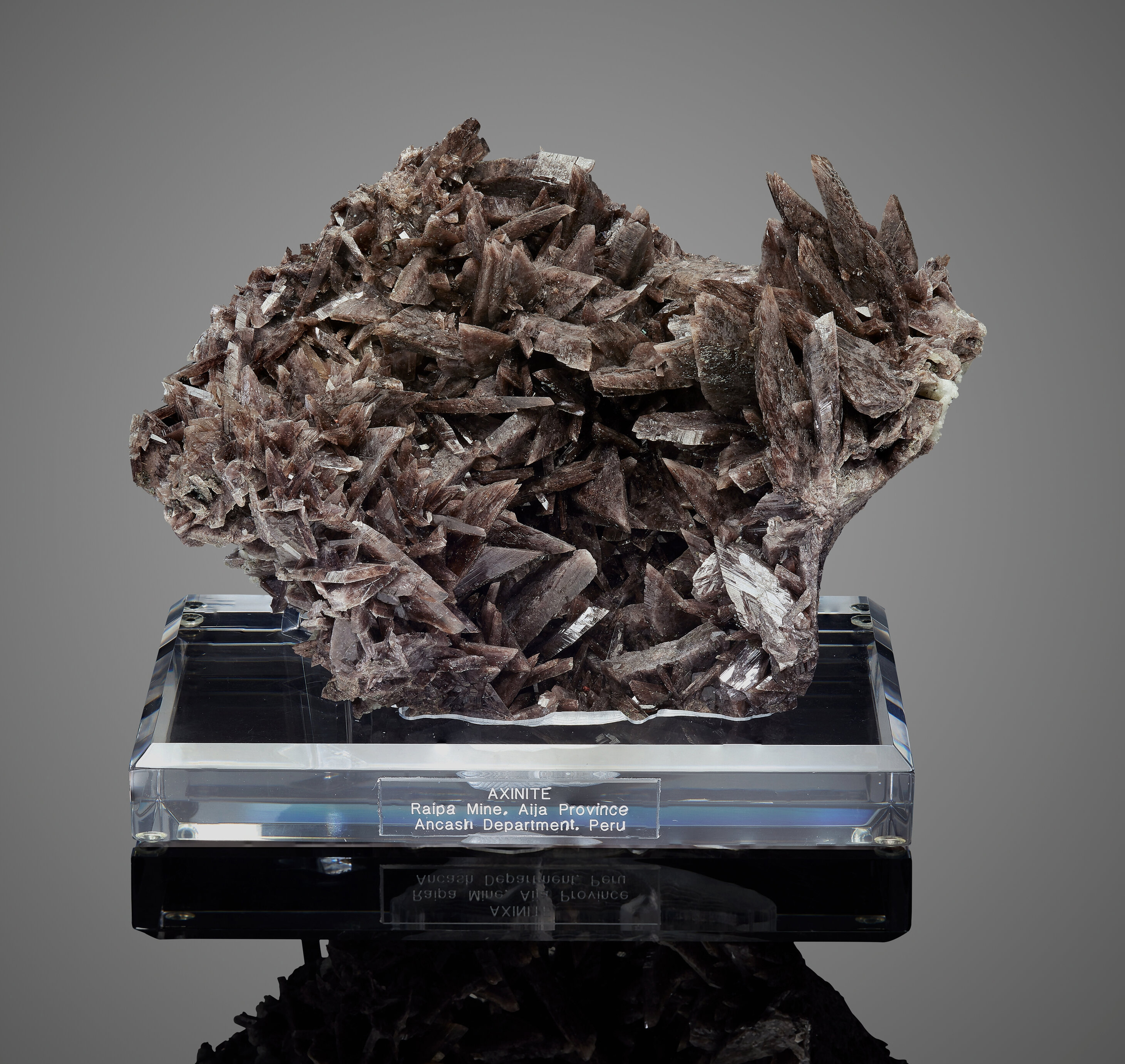 Axinite – Large Clove-Brown Bladed Crystal Plate on Custom Acrylic Base