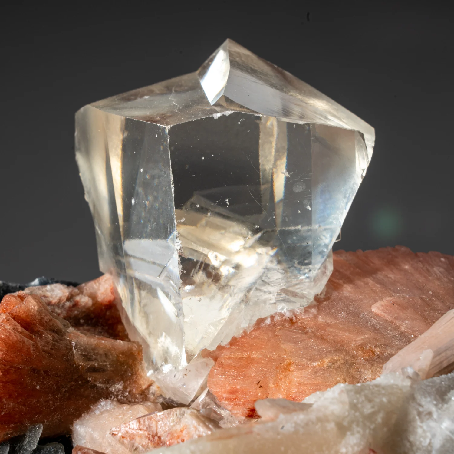 Calcite with Pink Heulandite and Druzy Chalcedony