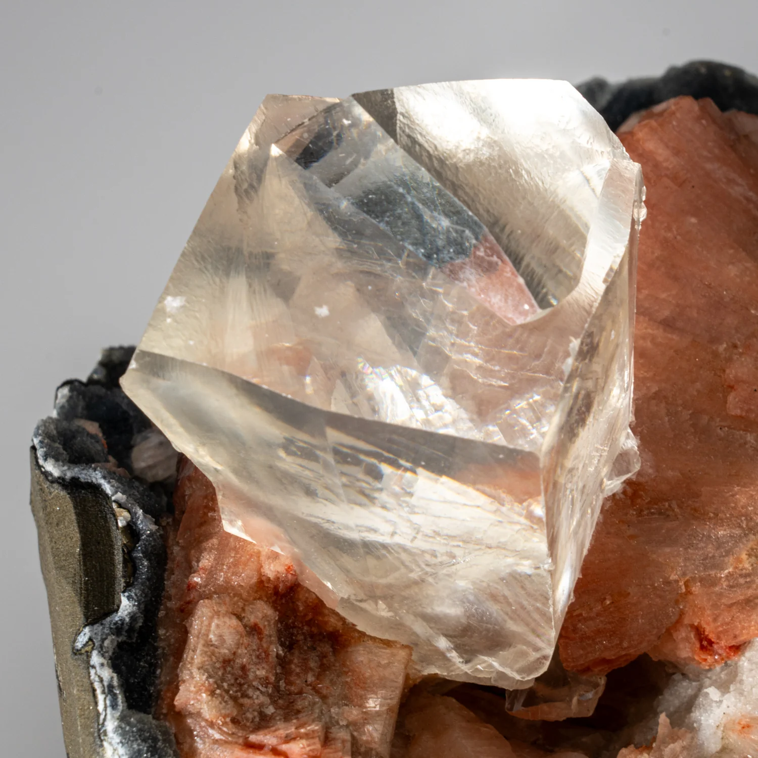 Calcite with Pink Heulandite and Druzy Chalcedony