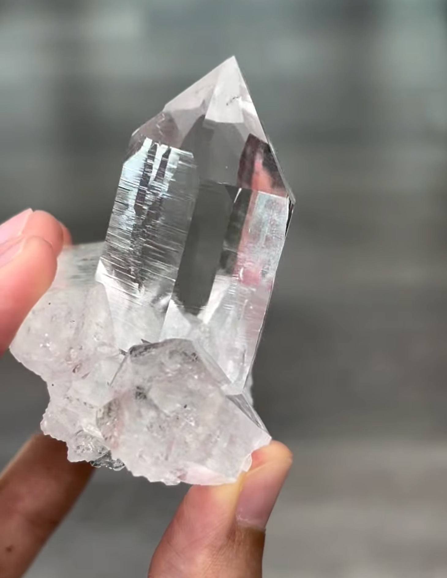 Quartz – Flawlessly Clear Bright Lustrous Centered Crystal on Aesthetic Matrix