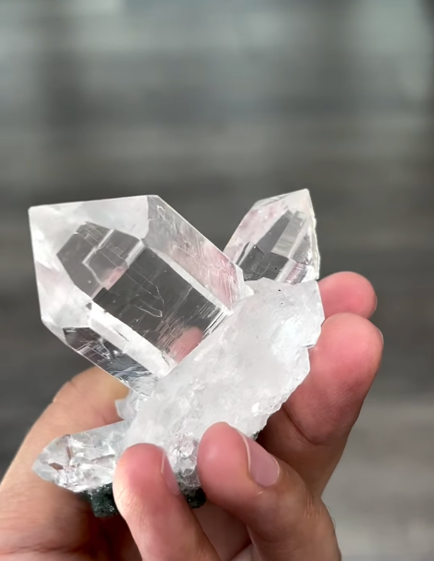 Quartz – Flawlessly Clear Bright Lustrous Centered Crystal on Aesthetic Matrix