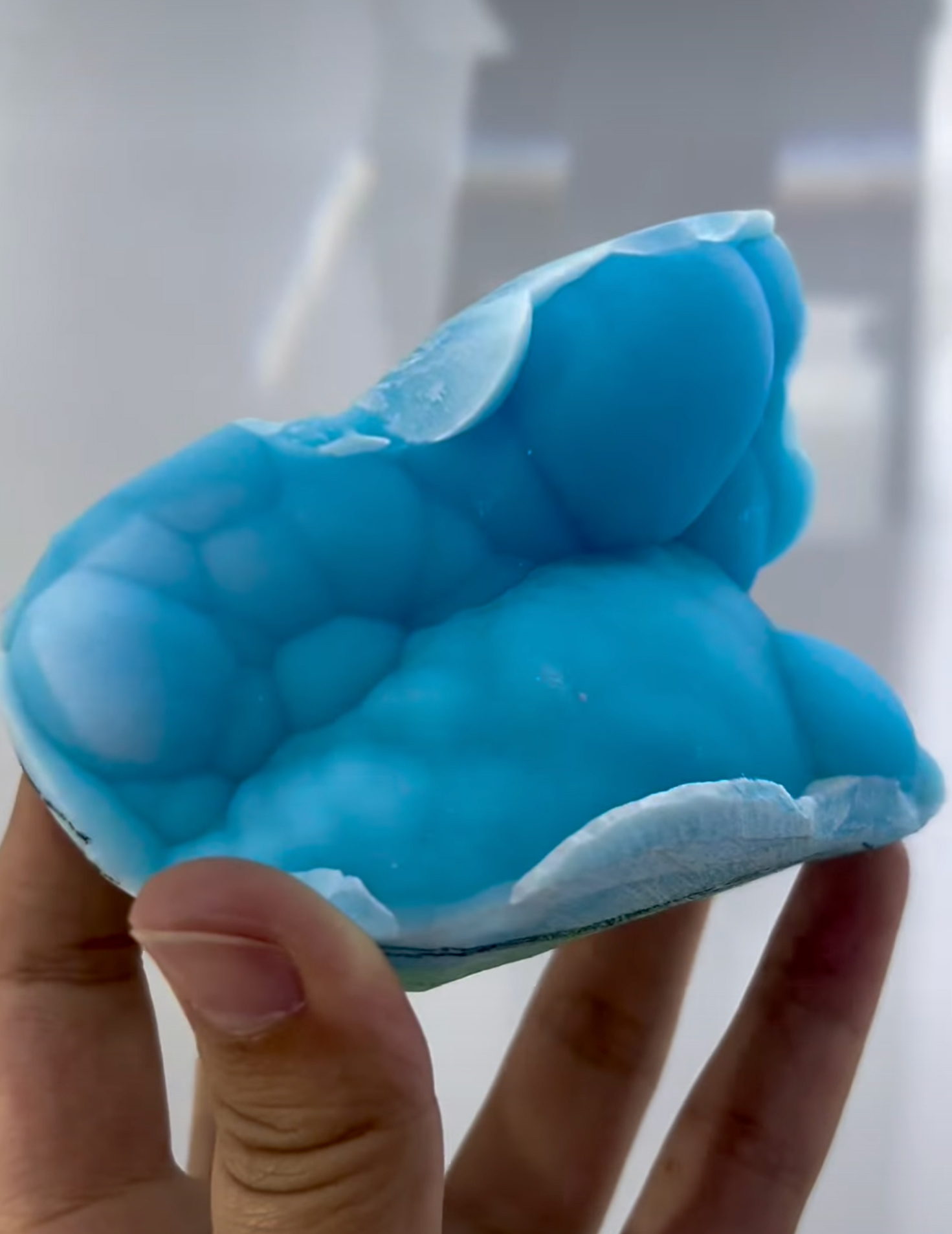 Blue Aragonite – Vivid Sky-Blue Botryoidal Plate with Smooth Satiny Luster
