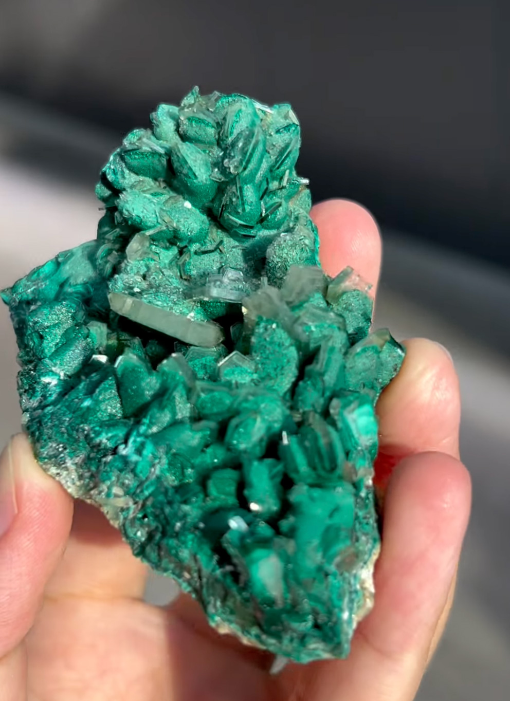 Baryte with Malachite - Gem Baryte Crystal Cluster With Malachite After