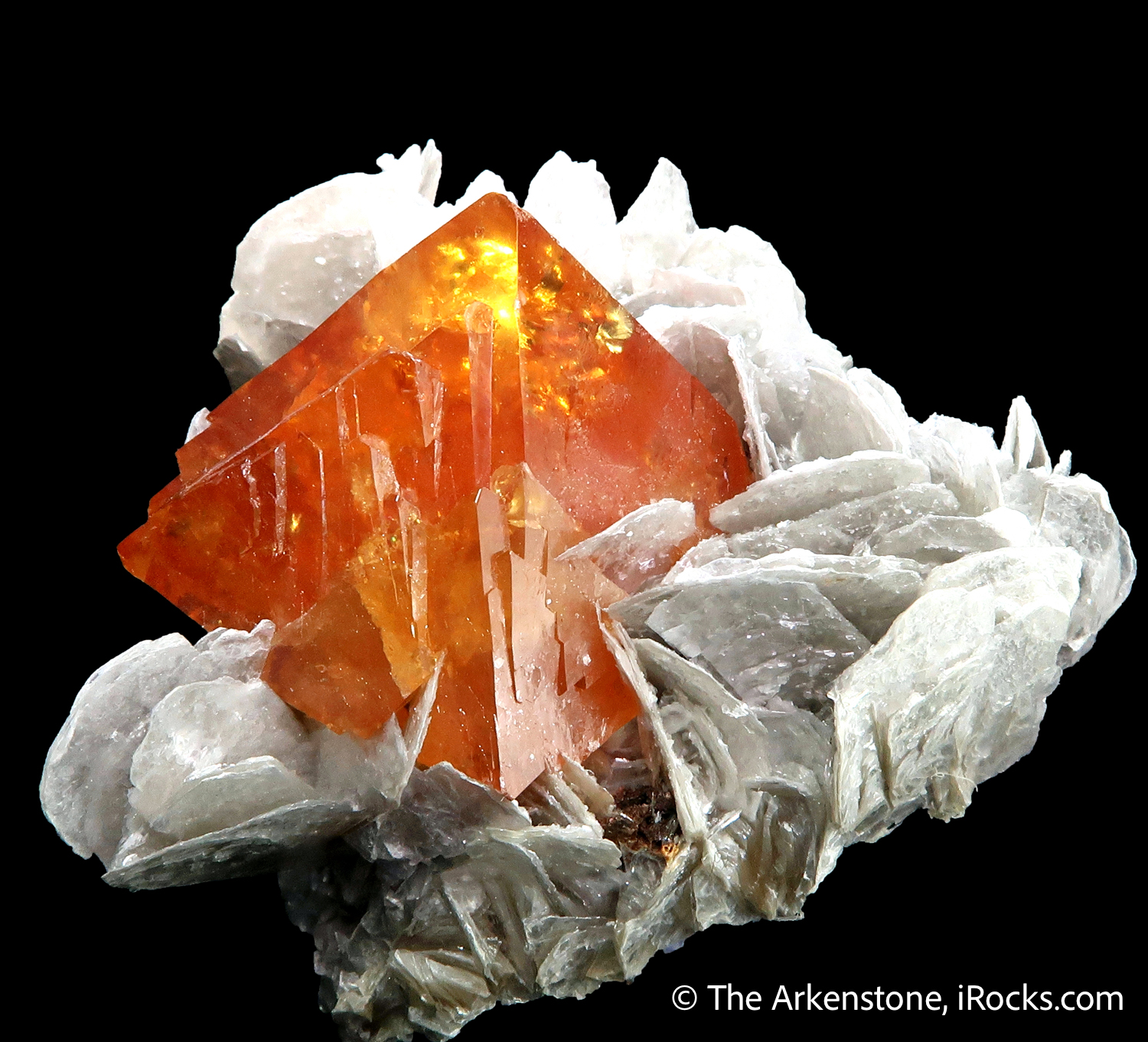 Scheelite - Fiery Gem Complete Crystal Muscovite