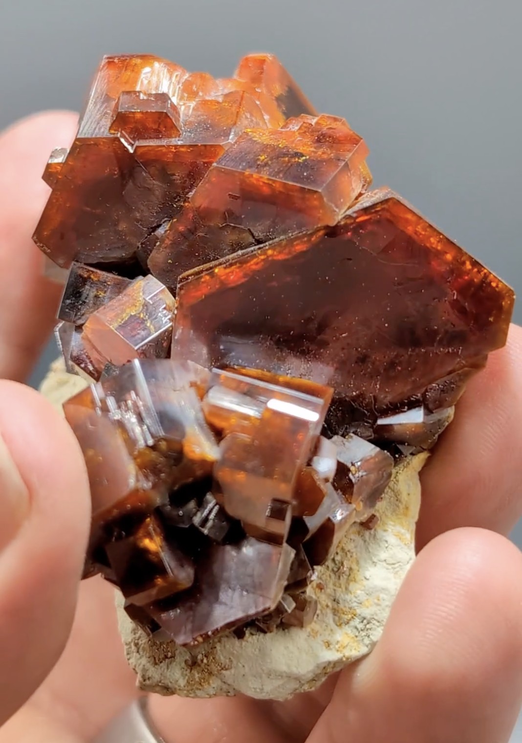 Vanadinite - Large Tabular Cherry-Maroon Crystals on Pale Matrix, Mibladen