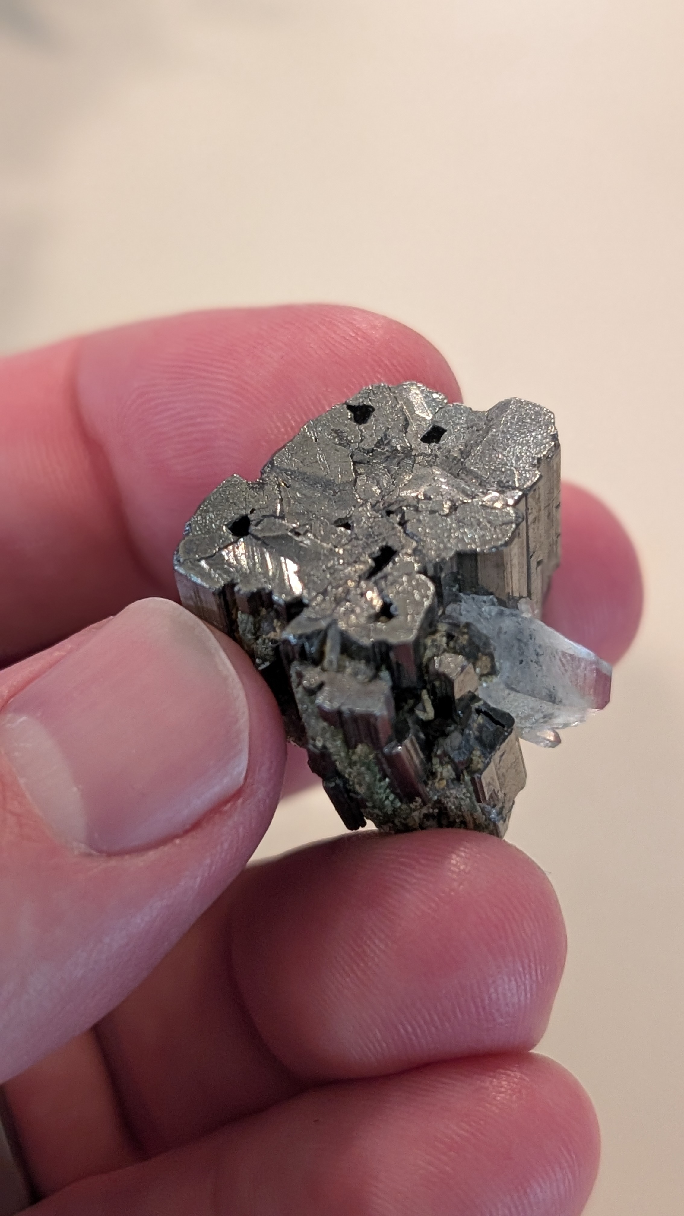 Bournonite with Quartz - Striated Cogwheel Twin with Terminated Quartz, Yaogangxian Mine