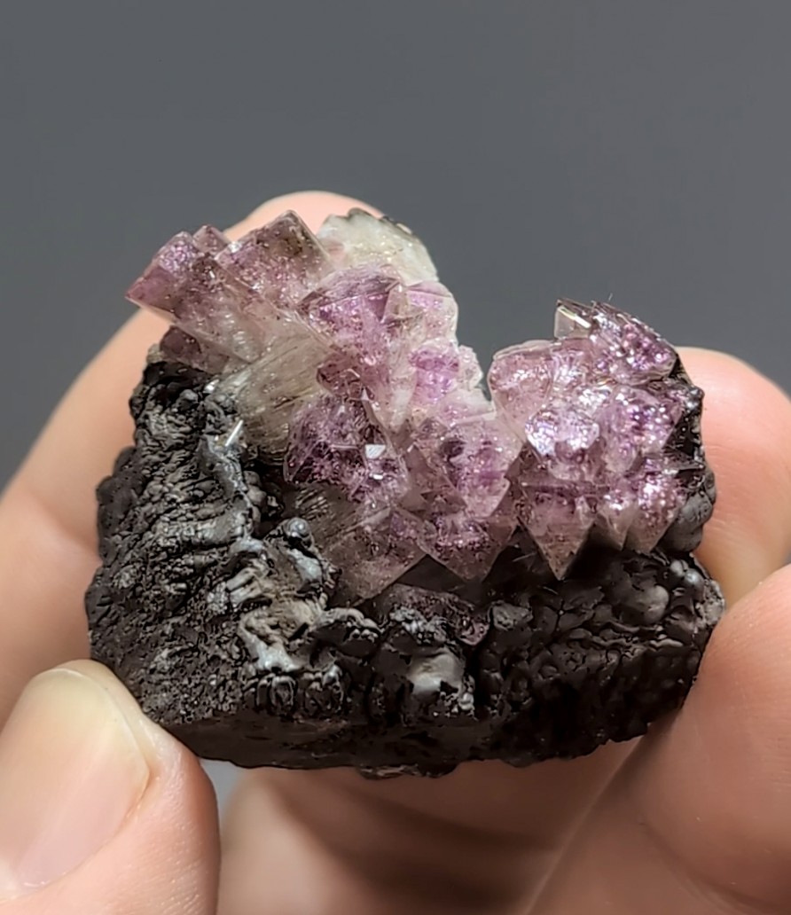 Adamite (Manganoan) - Purple Crystal Cluster on Goethite, Ojuela Mine