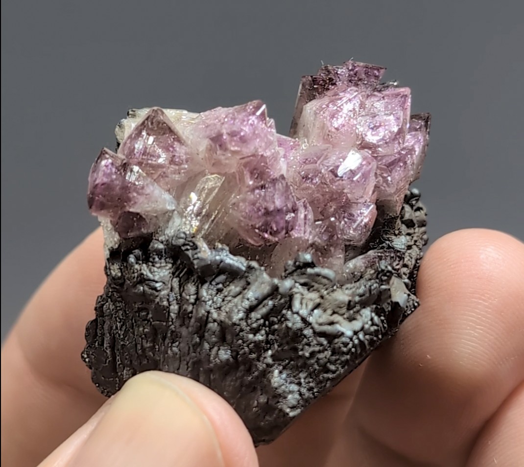 Adamite (Manganoan) - Purple Crystal Cluster on Goethite, Ojuela Mine