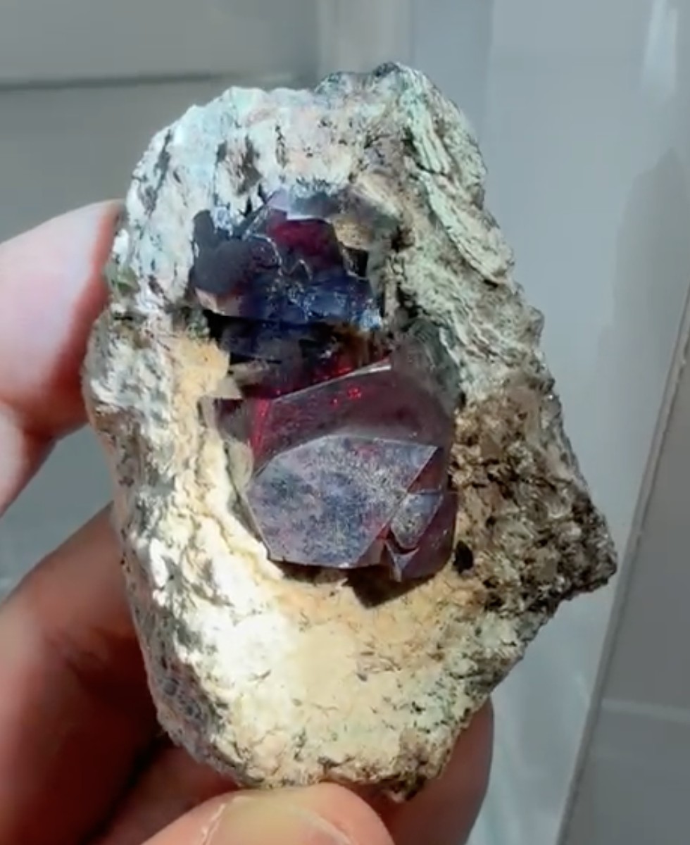 Cuprite - Gem Red Crystals in Matrix Vug, Congo