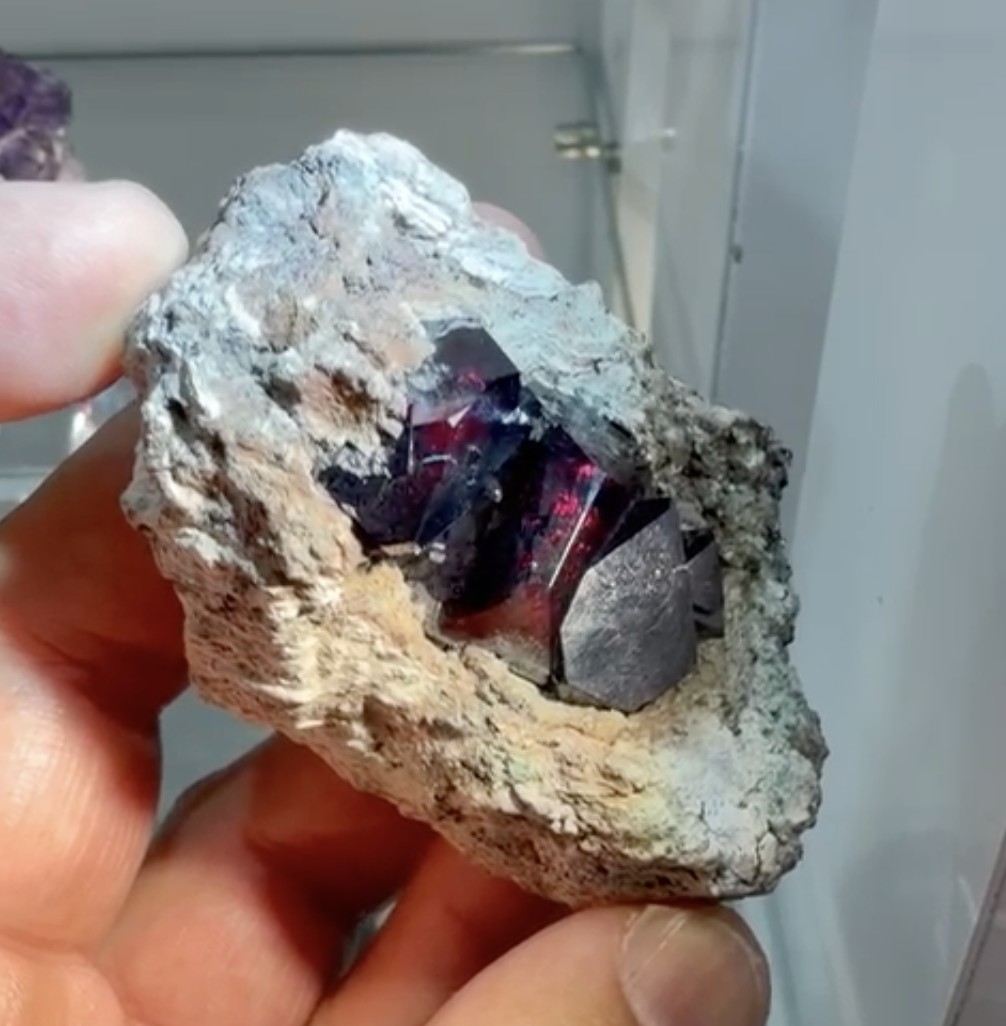 Cuprite - Gem Red Crystals in Matrix Vug, Congo