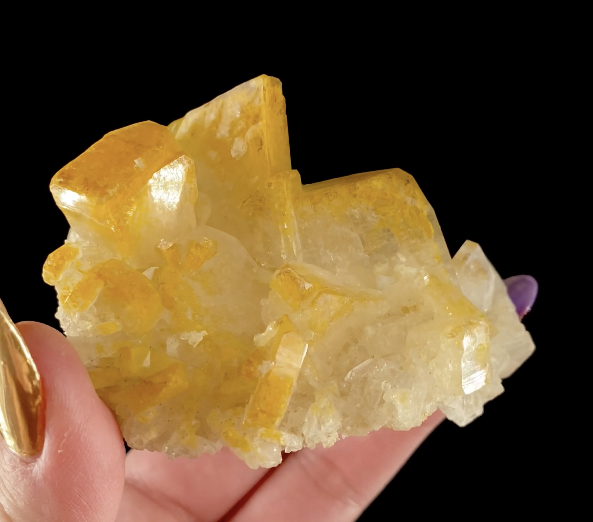 Baryte with Orpiment Inclusions - Golden-Zoned Tabular Crystals, Romania