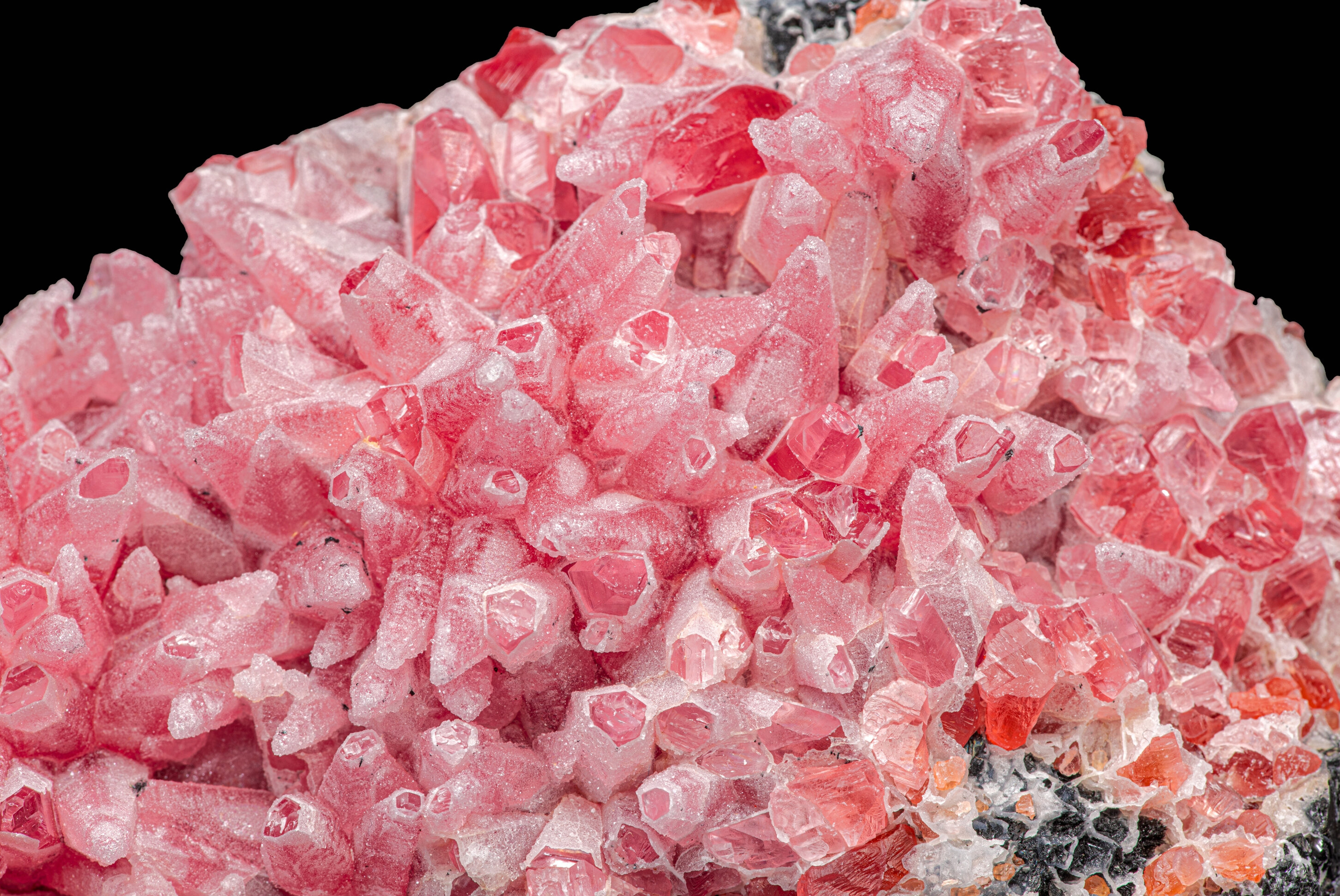 Rhodochrosite Dogtooth Cluster with Quartz Dusting