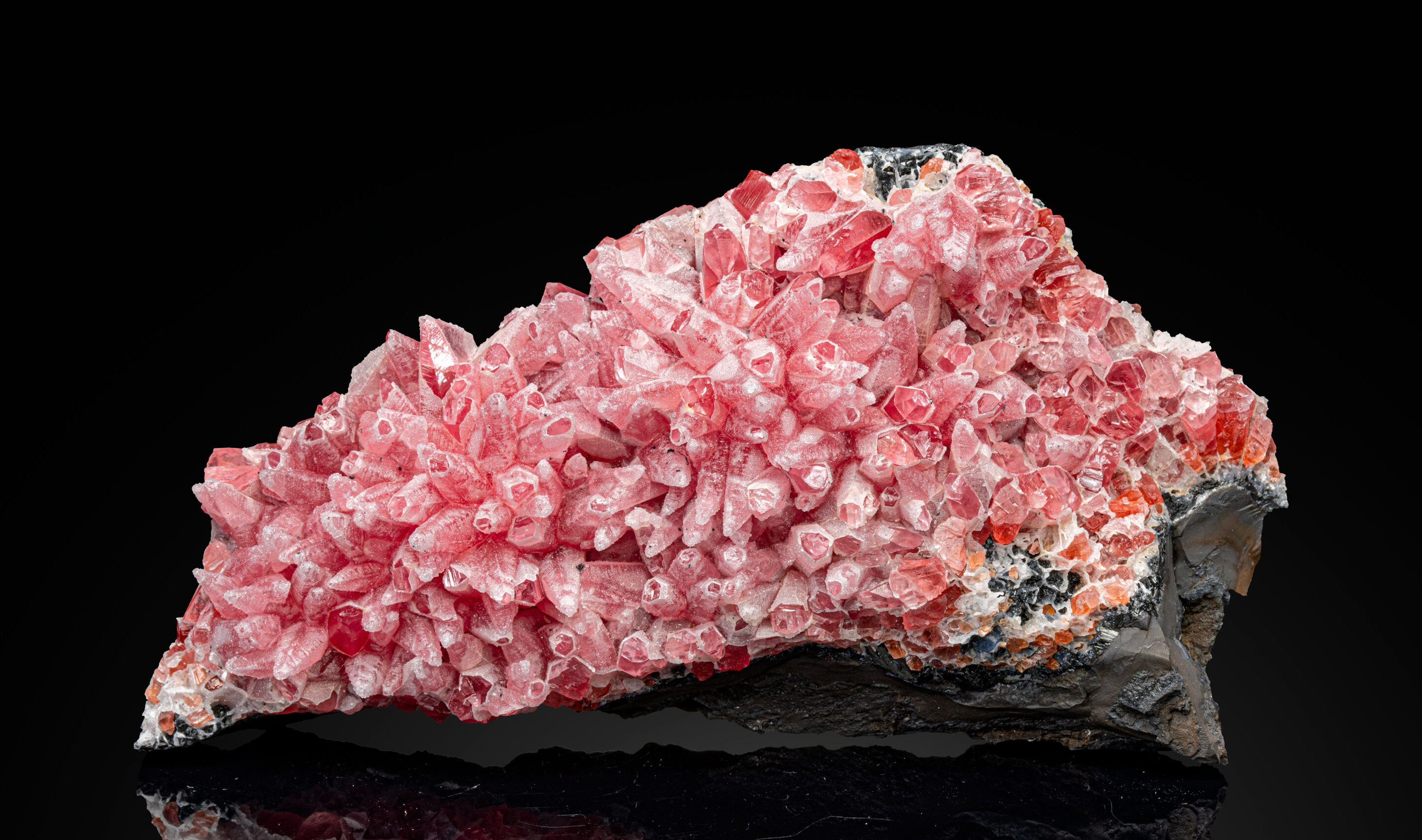 Rhodochrosite Dogtooth Cluster with Quartz Dusting