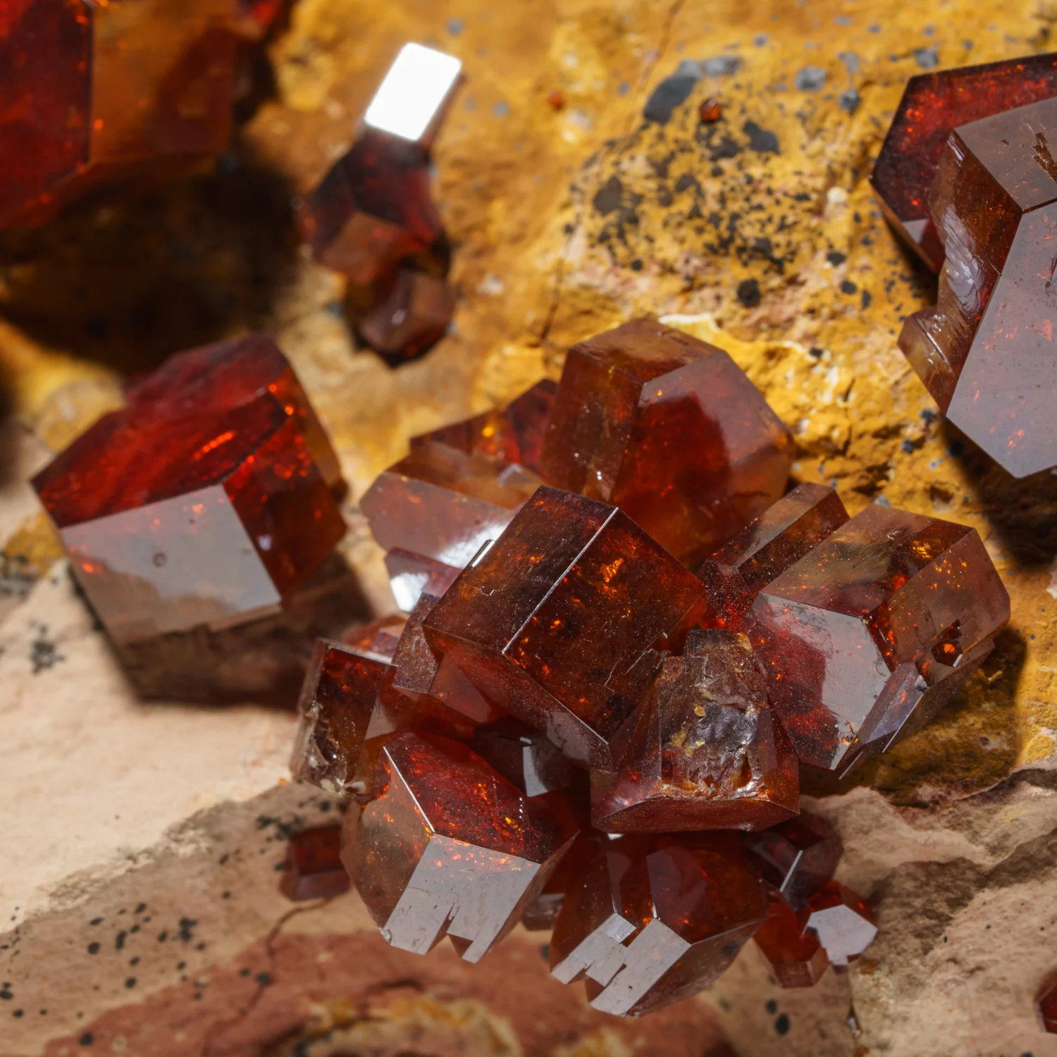 Vanadinite (Cherry Red) Cluster on Matrix