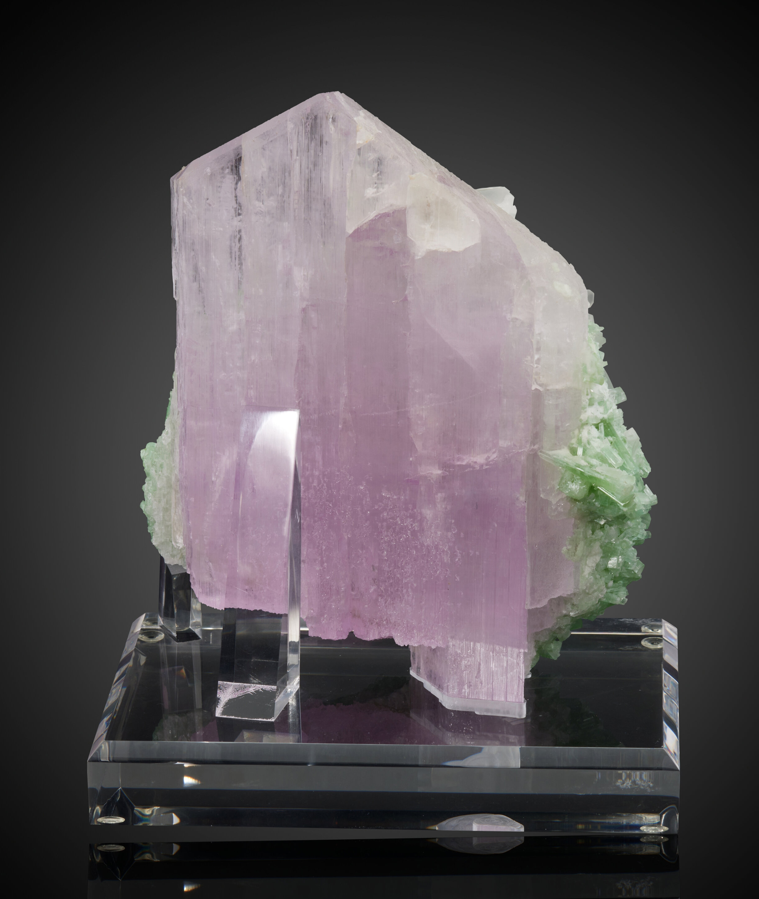 Green Tourmaline on Kunzite