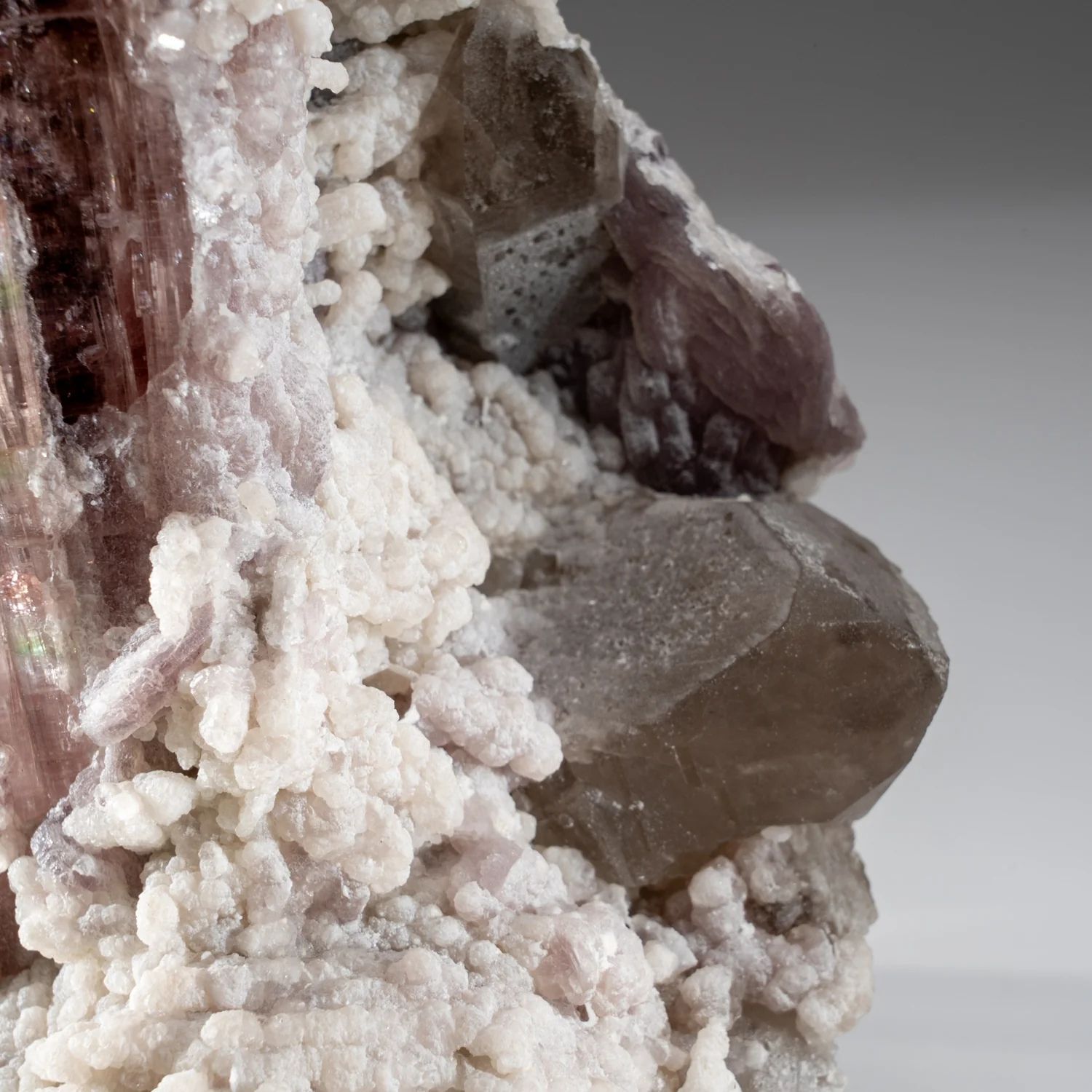 Large Watermelon Tourmaline with Smoky Quartz and Albite