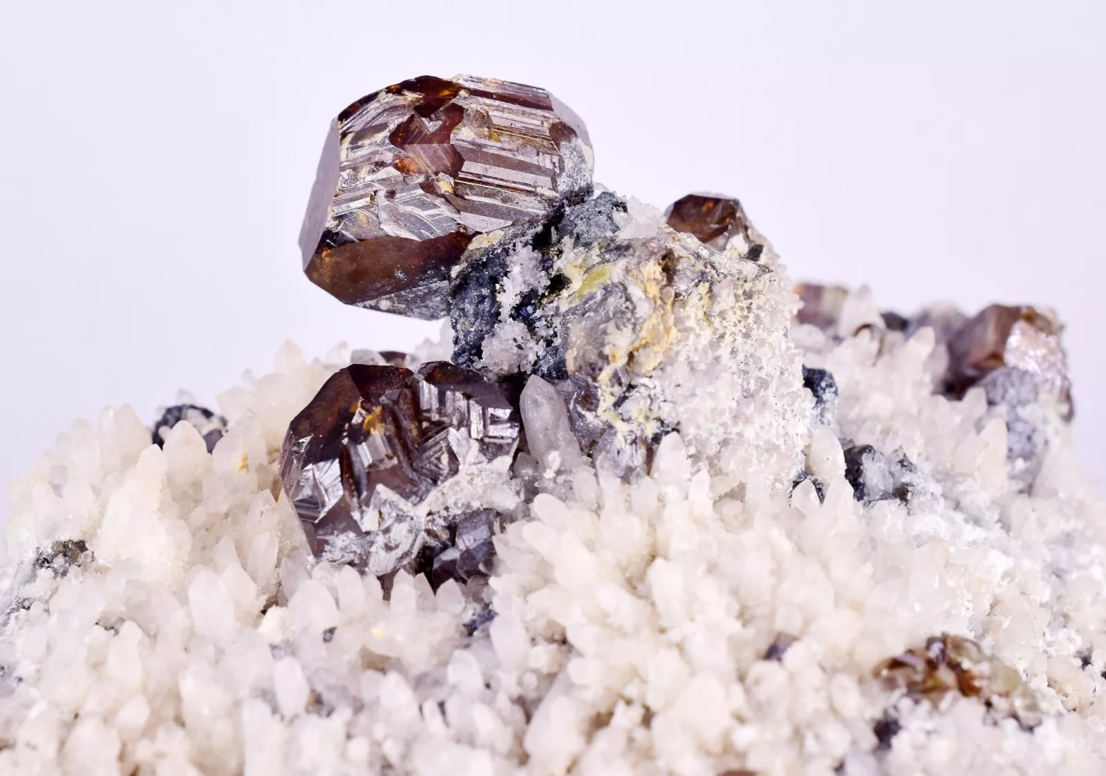Gem Twin Sphalerite Crystals on Quartz
