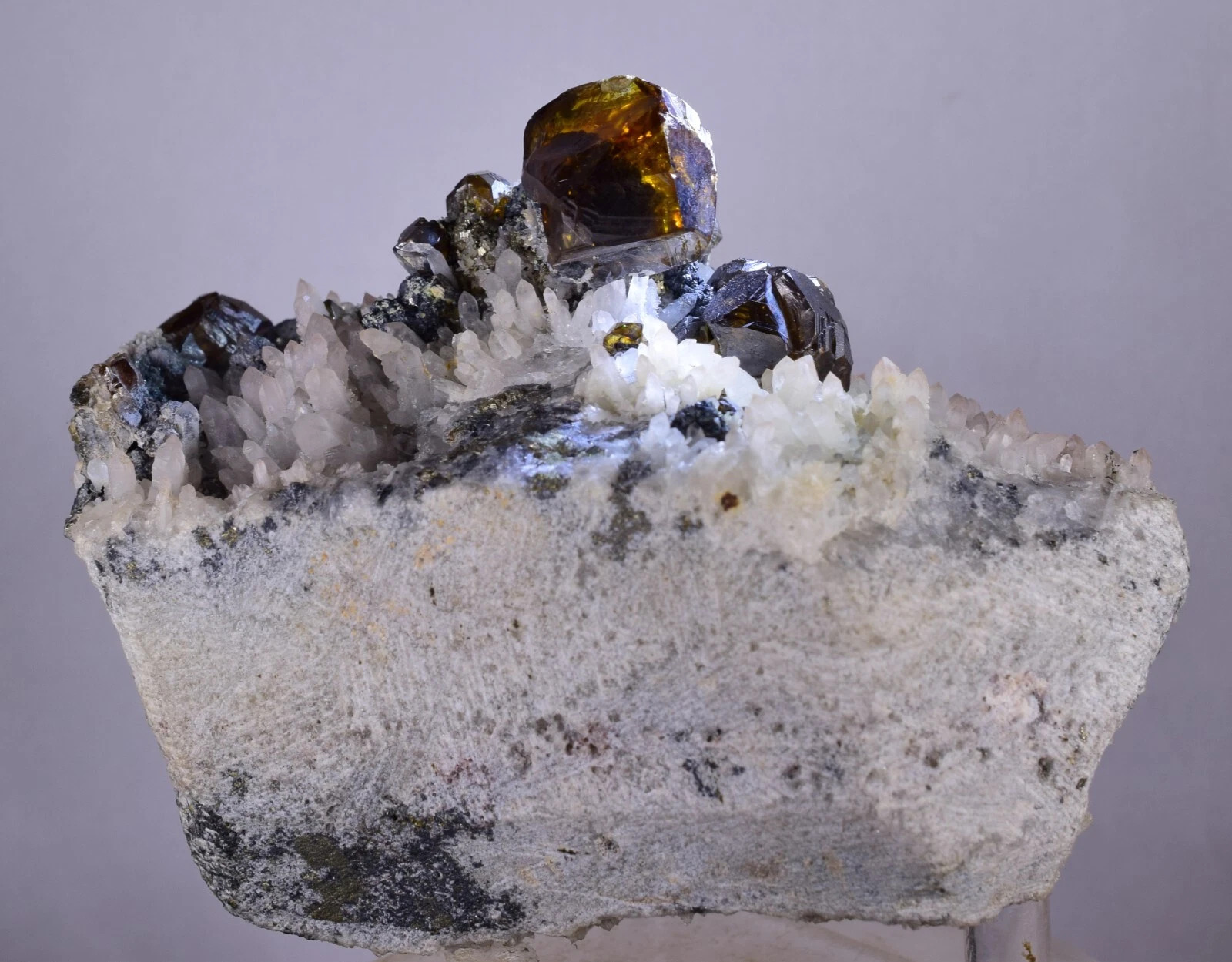 Gem Twin Sphalerite Crystals on Quartz