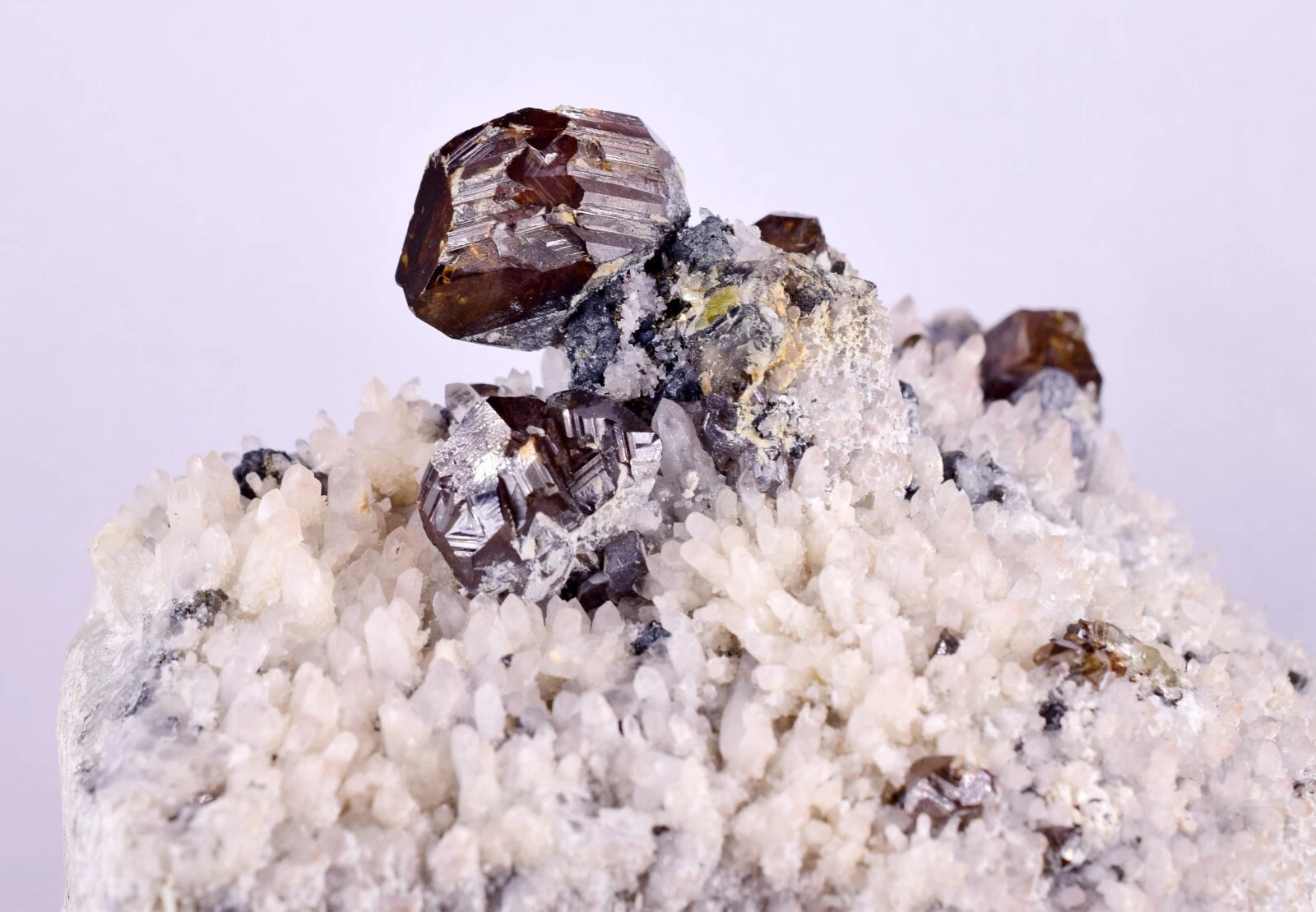 Gem Twin Sphalerite Crystals on Quartz