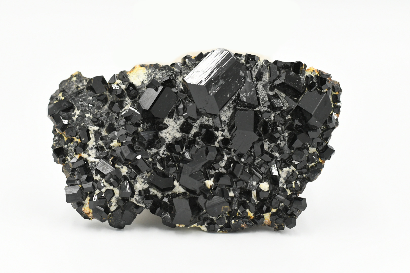 Schorl Tourmaline with Hyalite on Albite Plate