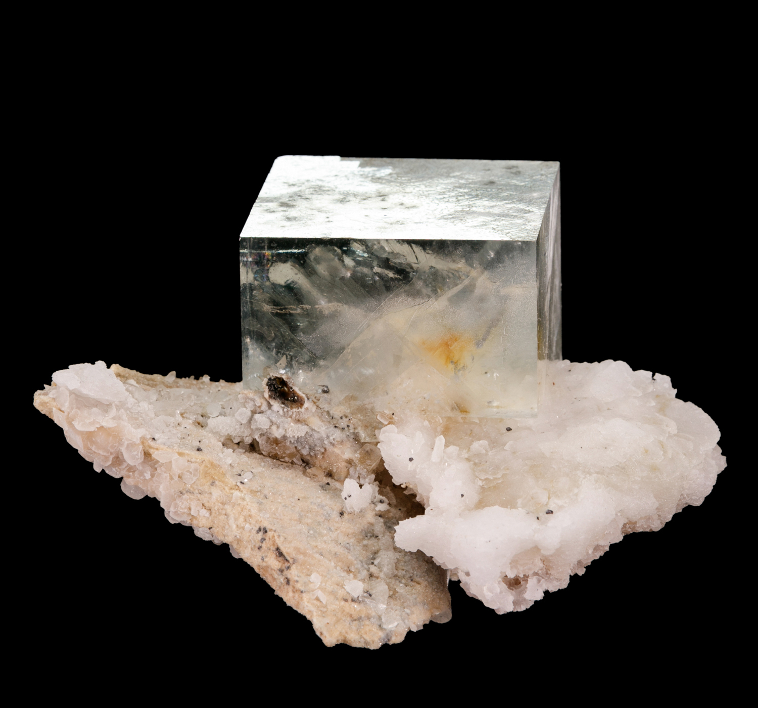 Fluorite on Calcite Matrix - Perfect Cube - Dalnegorsk