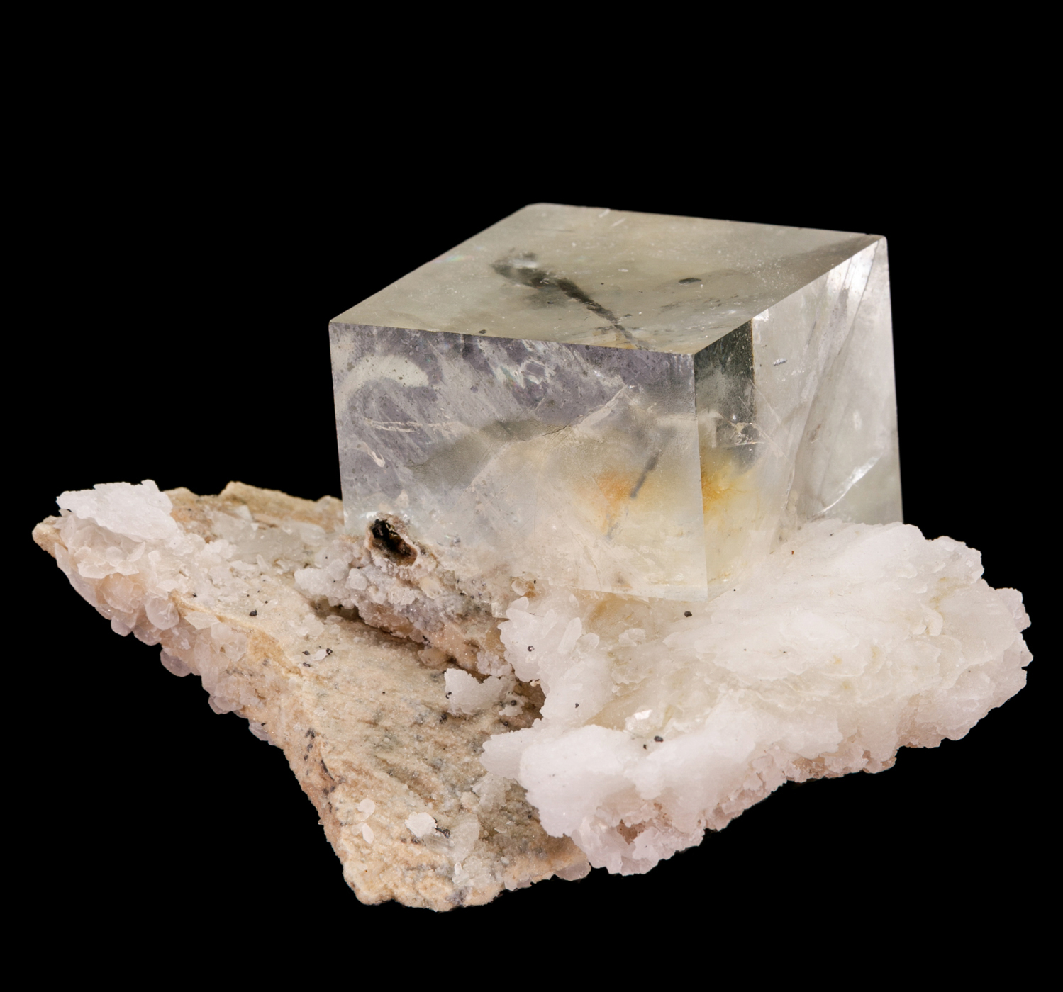 Fluorite on Calcite Matrix - Perfect Cube - Dalnegorsk