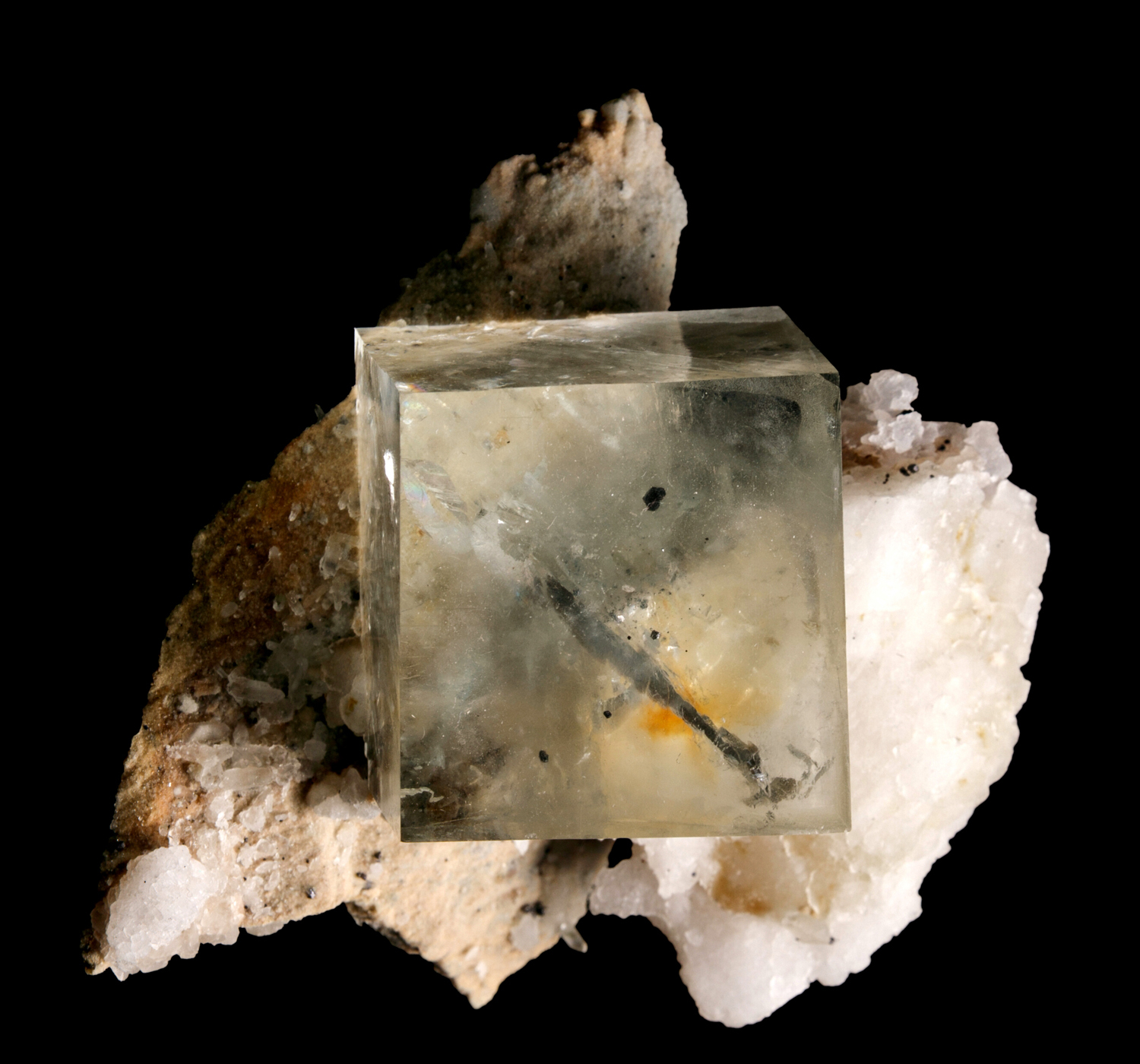 Fluorite on Calcite Matrix - Perfect Cube - Dalnegorsk