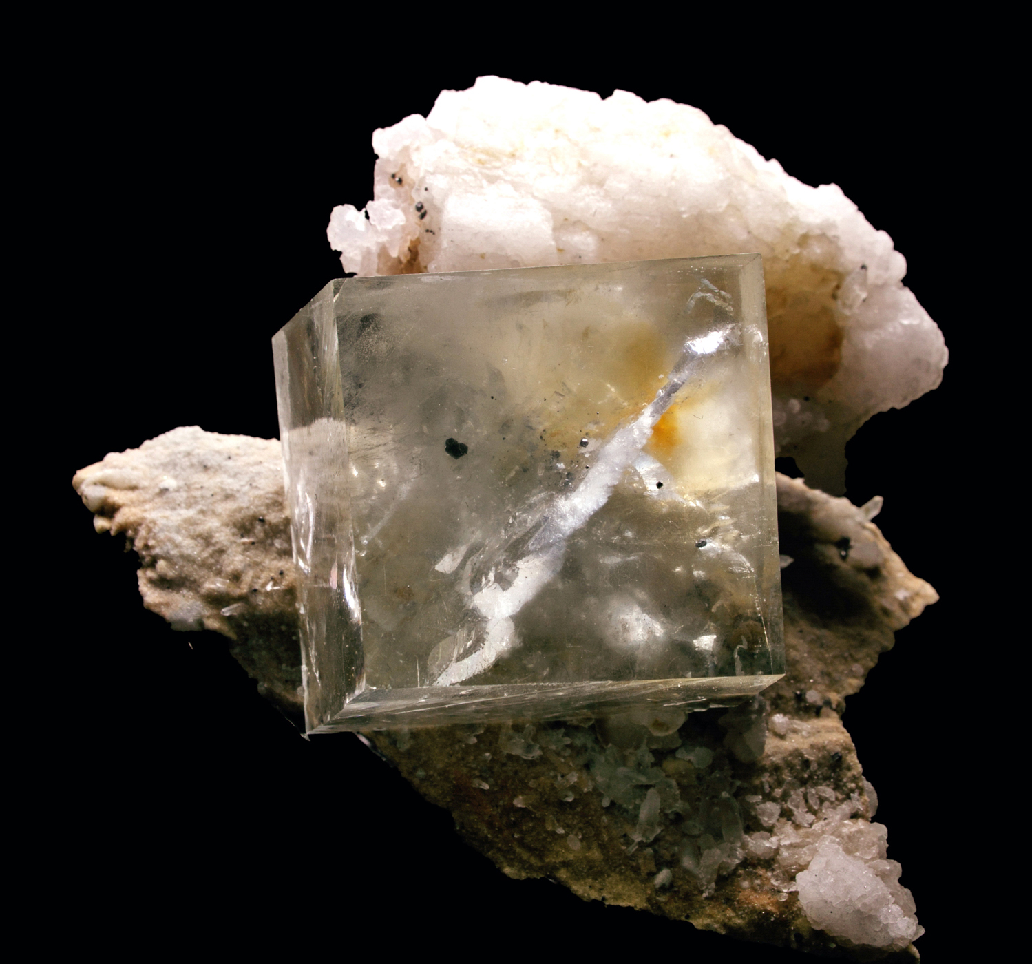 Fluorite on Calcite Matrix - Perfect Cube - Dalnegorsk