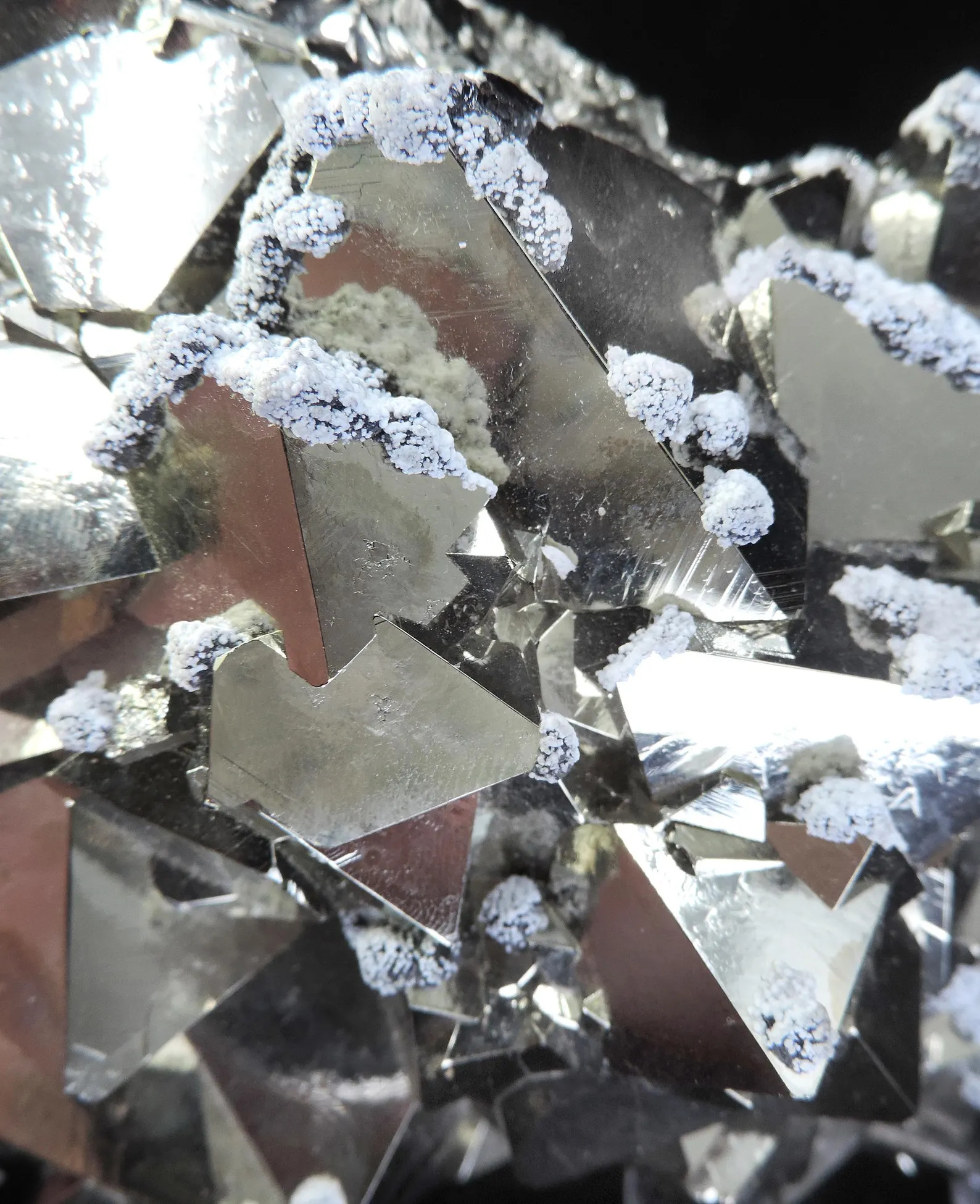 Pyrite - Octahedral with Snow-on-the-Roof Sphalerite - Huanzala Mine