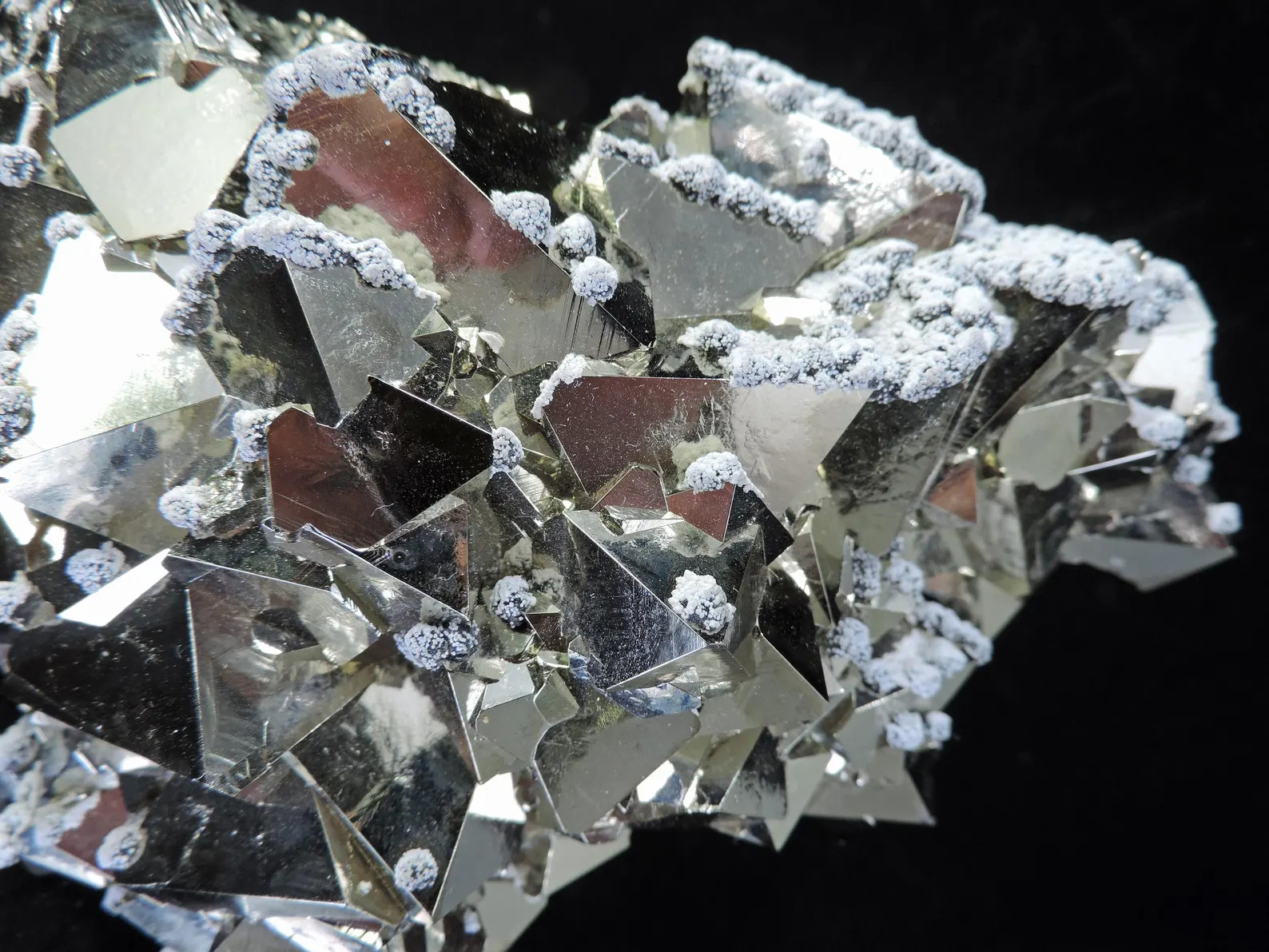 Pyrite - Octahedral with Snow-on-the-Roof Sphalerite - Huanzala Mine