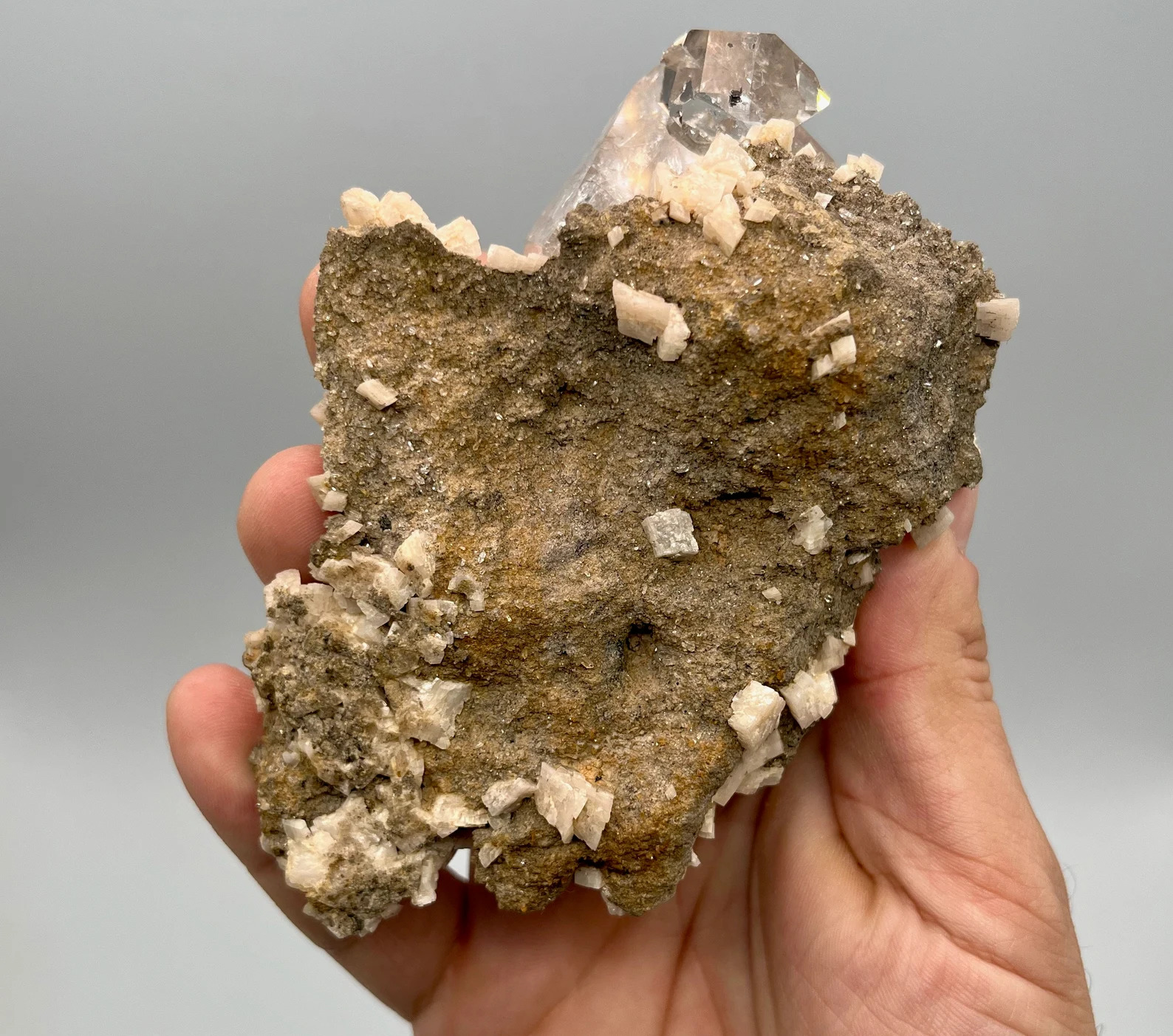 Quartz var. Herkimer Diamond - World-Class Specimen On Matrix With Dolomite