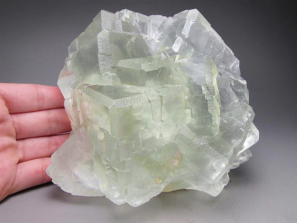 Fluorite - Gem-Clear Pale Green Cluster