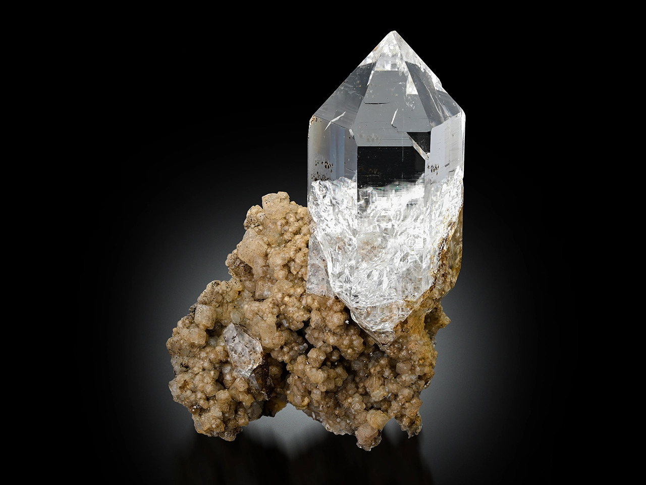 Quartz on Calcite/Siderite Matrix - Pristine Himalayan Specimen
